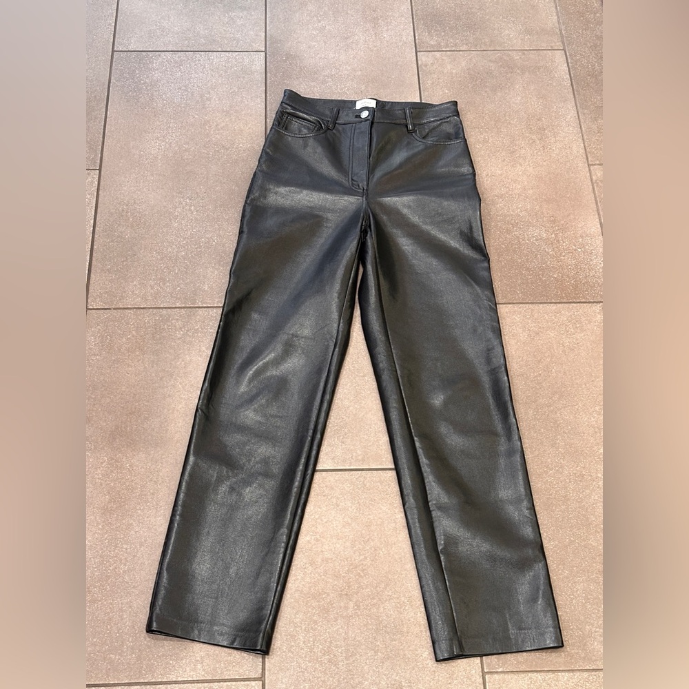 Aritzia Wilfred Black Vegan Faux Leather The Melina Size 4 Pants